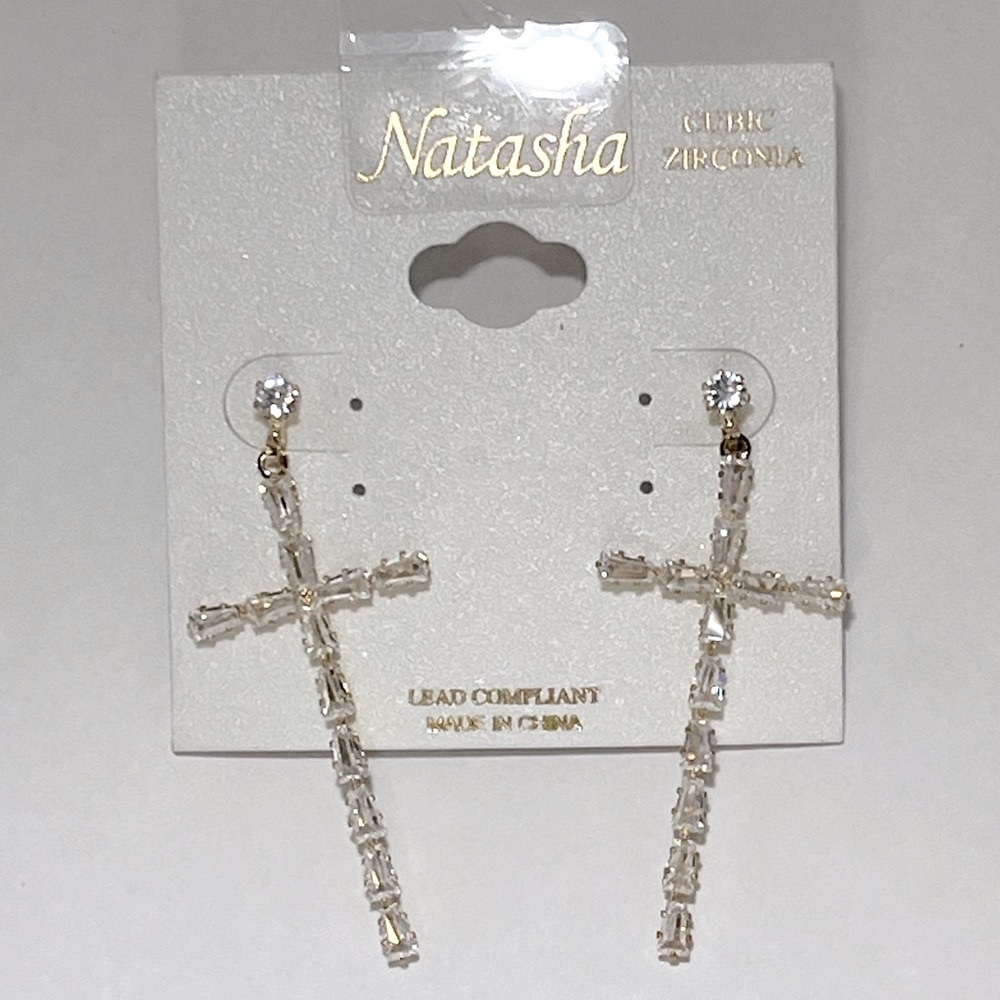 NATASHA Linear Cross Earrings